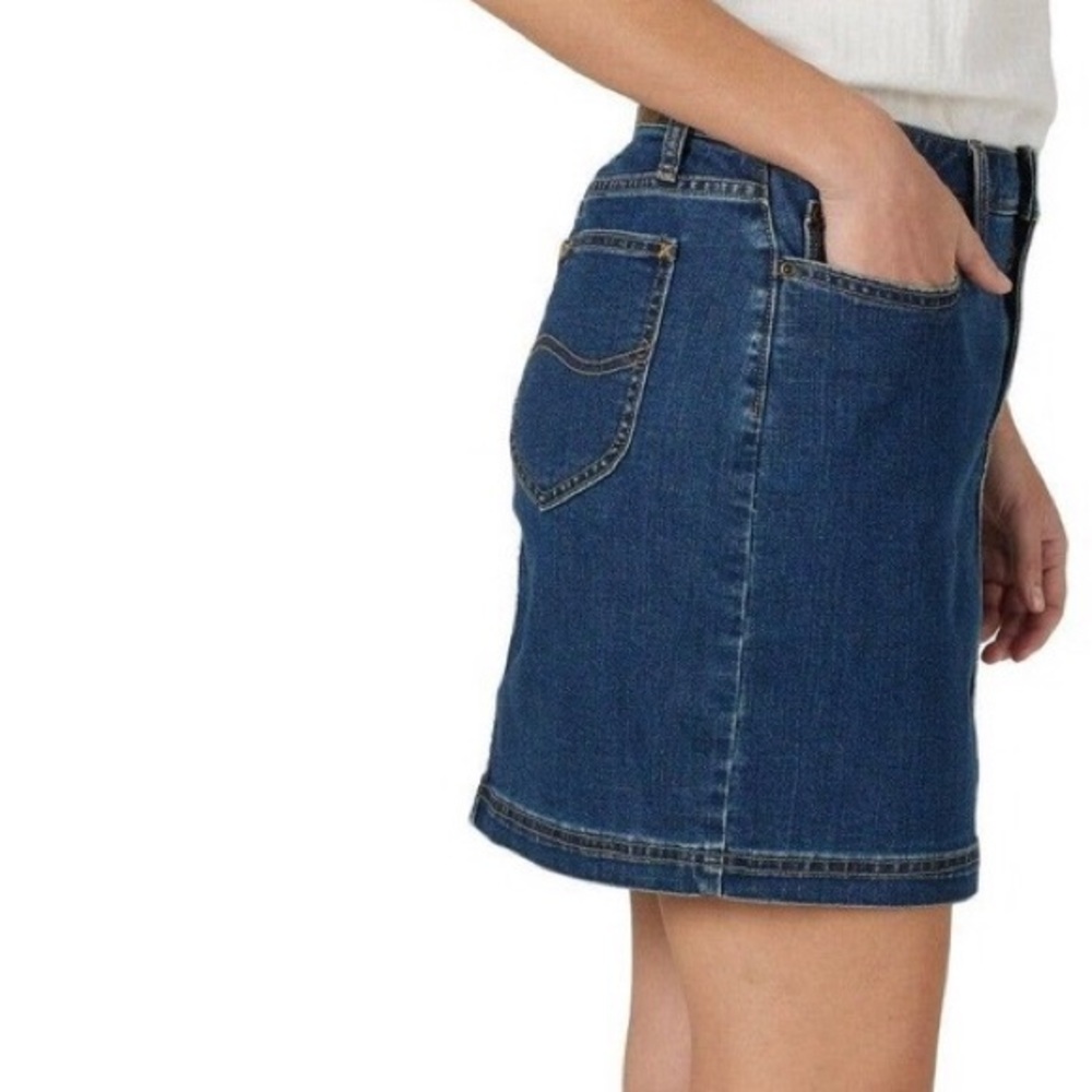 Lee Denim Skort Womens 18 M Beacon Blue Jean Skirt Short Fit Mid Rise - Picture 6 of 8